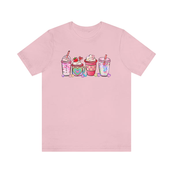 Valentine pink coffee hearts shirt