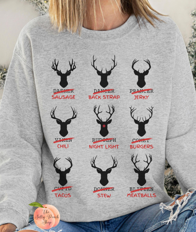 Funny reindeer names sweatshirt