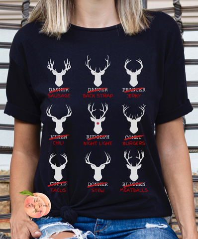 Funny Reindeer names shirt