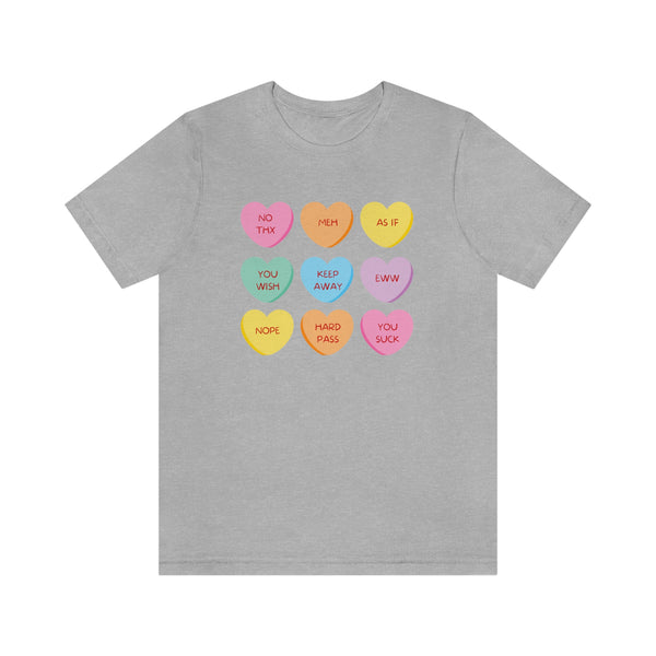 Conversation hearts anti Valentine shirt
